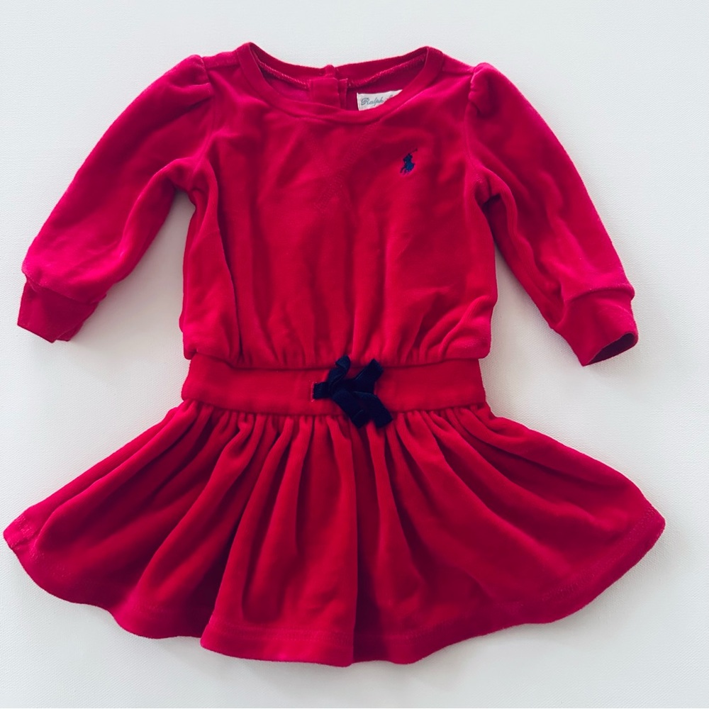 Ralph Lauren 3 Months Baby Girl Pink Velvet Dress Holiday Christmas